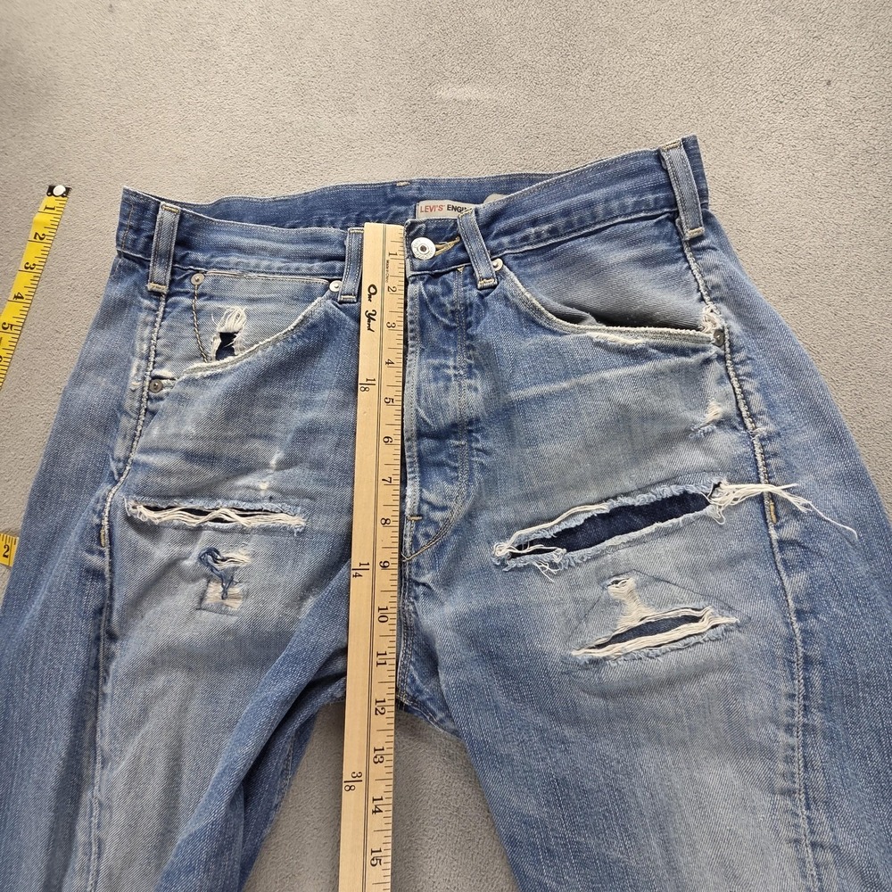 Vintage Levis Engineered Jeans Mens 31x27 Blue Twisted Button Fly Thrashed - Picture 9 of 16